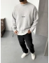 Gri Baskılı Bisiklet Yaka Oversize Sweat