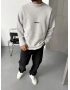 Gri Baskılı Bisiklet Yaka Oversize Sweat