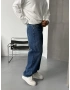Koyu Mavi Eskitme Denim Baggy Jean