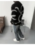 Siyah Desenli Oversize Kazak