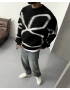 Siyah Desenli Oversize Kazak