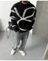 Siyah Desenli Oversize Kazak