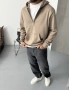 Kahve Yarım Fermuar Kapişonlu Sweatshirt