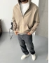 Kahve Yarım Fermuar Kapişonlu Sweatshirt
