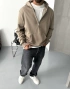 Kahve Yarım Fermuar Kapişonlu Sweatshirt