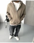 Kahve Yarım Fermuar Kapişonlu Sweatshirt