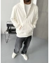 Beyaz Yarım Fermuar Kapişonlu Sweatshirt