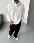 Beyaz Polo Yaka Yıkamalı Sweat