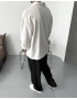 Beyaz Polo Yaka Yıkamalı Sweat