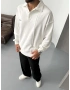 Beyaz Polo Yaka Yıkamalı Sweat