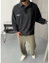 Siyah Polo Yaka Yıkamalı Sweat