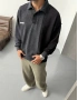 Siyah Polo Yaka Yıkamalı Sweat