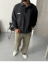 Siyah Polo Yaka Yıkamalı Sweat