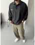 Siyah Polo Yaka Yıkamalı Sweat