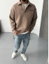 Sütlü Kahve Polo Yaka Oversize Sweat