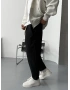 Siyah Gabardin Kumaş Bol Kalıp Boyfriend