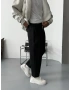 Siyah Gabardin Kumaş Bol Kalıp Boyfriend