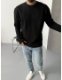 Siyah Örme Dokulu Basic Triko Kazak
