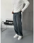 Eskitme Mavi Yıkamalı Regular Baggy Jean