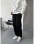 Siyah Paçası Ayarlanabilir Baggy Eşofman