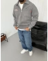 Gri Yıkamalı Yarım Fermuar Oversize Sweat