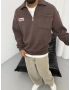 Kahve Yıkamalı Yarım Fermuar Oversize Sweat