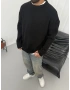 Siyah Basic Örme Oversize Triko Kazak