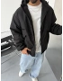 Siyah Kapüşonlu Oversize Su Geçirmez Mont