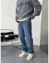 Mavi Yıkamalı Aksesuar Detay Baggy Jean
