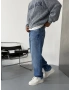 Mavi Yıkamalı Aksesuar Detay Baggy Jean