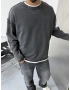Antrasit Yıkamalı Kol Baskılı Oversize Sweat