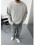 Gri Yıkamalı Kol Baskılı Oversize Sweat