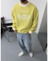 Sarı Baskı Detay Oversize Sweat