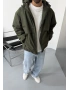 Haki Kapüşonlu Oversize Su Geçirmez Mont
