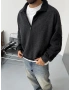 Siyah Yarım Fermuar Oversize Sweatshirt