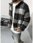 Siyah Ekose Oversize Peluş Ceket