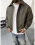 Haki Oversize İçi Astarlı Şişme Deri Ceket