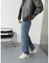 Mavi Cebi Baskılı Denim Baggy Jean