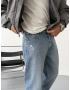 Mavi Cebi Baskılı Denim Baggy Jean