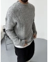 Gri Premium Örme Desenli Triko Kazak
