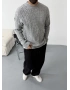Gri Premium Örme Desenli Triko Kazak