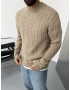 Sütlü Kahve Premium Örme Desenli Triko Kazak