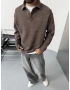 Kahve Gofre Polo Yaka Oversize Sweat