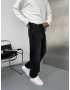 Siyah Premium İşlemeli Bol Kalıp Baggy Jean