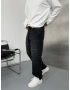 Siyah Premium İşlemeli Bol Kalıp Baggy Jean