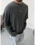 Antrasit Yıkamalı Kollu Oversize Sweat