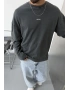 Antrasit Yıkamalı Kollu Oversize Sweat