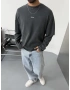 Antrasit Yıkamalı Kollu Oversize Sweat
