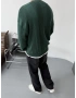 Yeşil Şerit Detay Oversize Triko Kazak