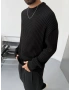 Siyah Premium Oversize Fit Triko Kazak